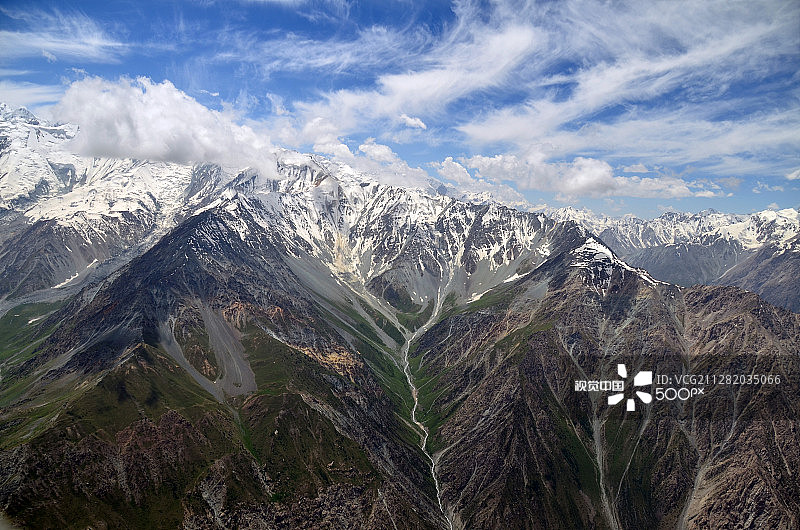 从直升机上拍摄的帕米尔山脉图片素材