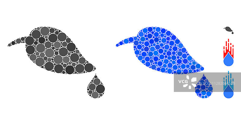 带有圆形点缀的自然叶片马赛克图标图片素材