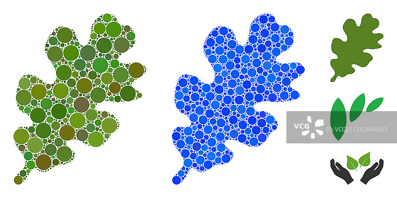 橡树叶组合圆形图标图片素材