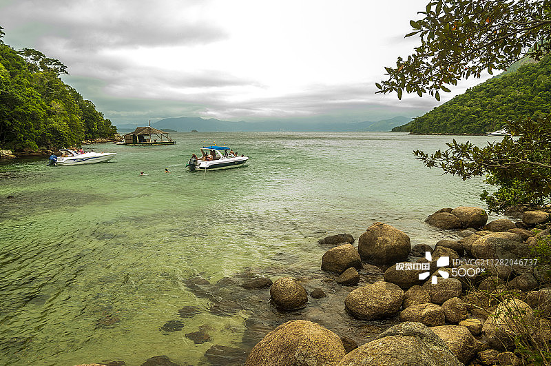 格朗德岛的绿湖图片素材