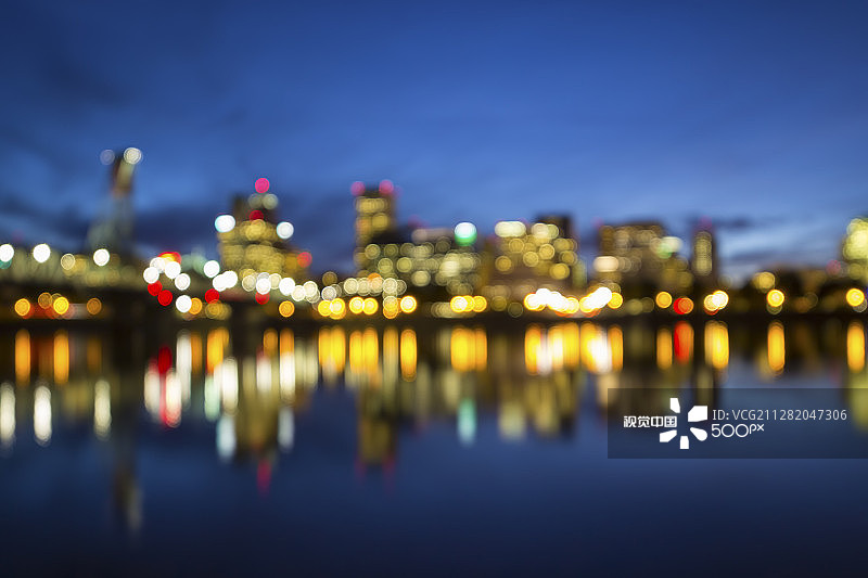 俄勒冈州波特兰天际线模糊背景图片素材