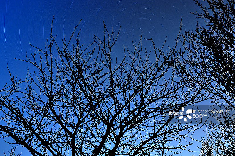 北极星与星迹图片素材