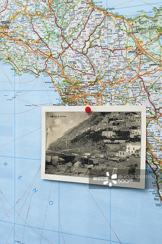 复古明信片和地图图片素材