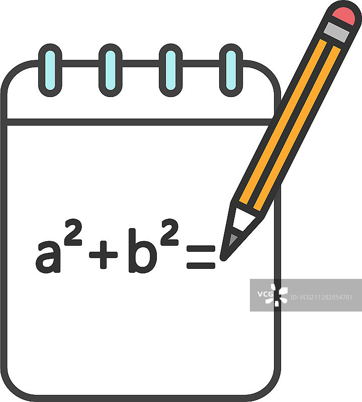 带有数学公式彩色图标的笔记本图片素材