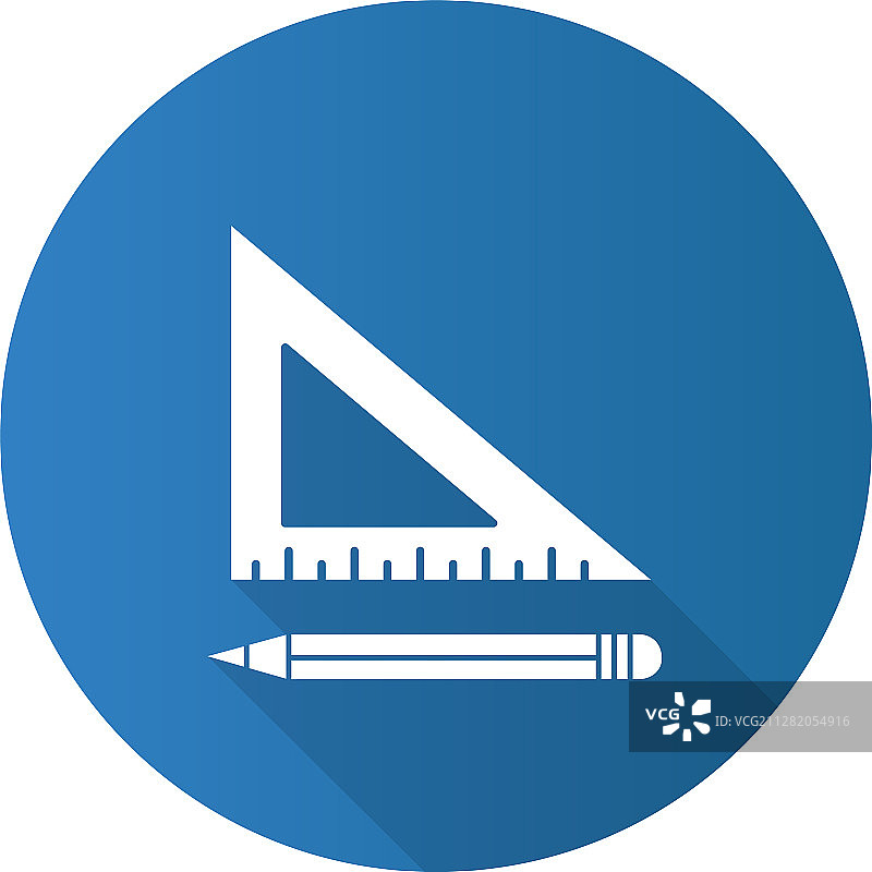 带铅笔的三角形尺子扁平设计图片素材