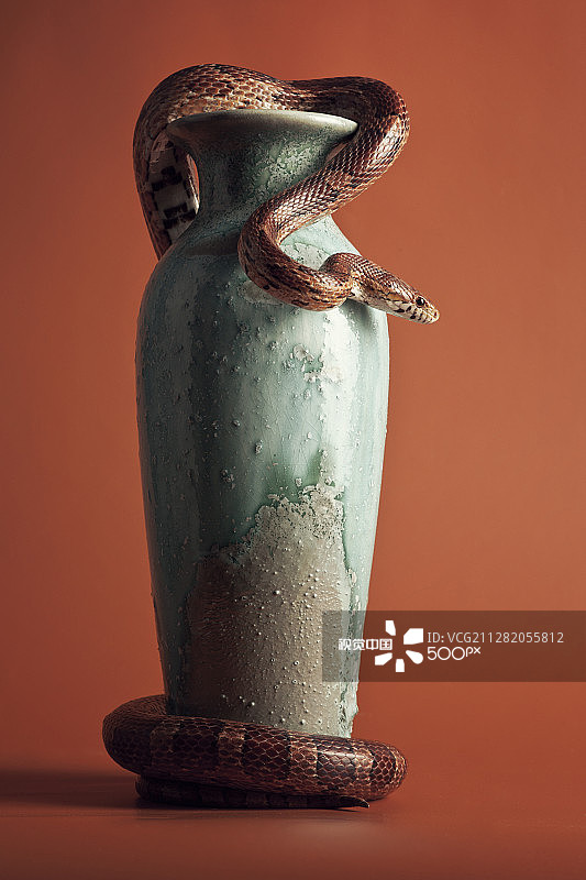 双耳细颈椭圆土罐图片素材