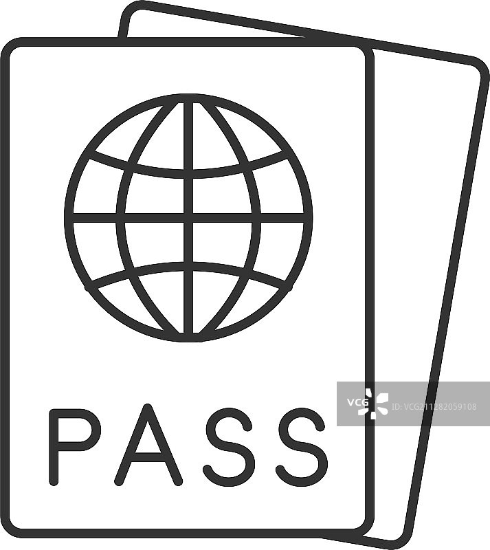 国际护照线性图标图片素材