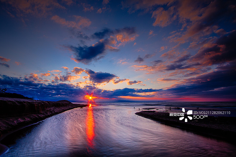 沙丘溪日落图片素材