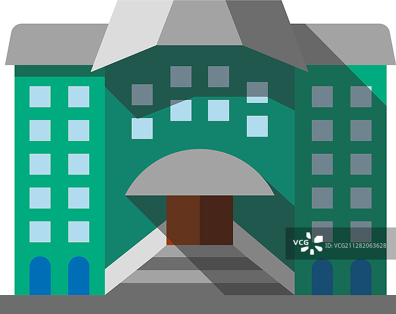 旅馆酒店扁平设计长阴影彩色图标图片素材