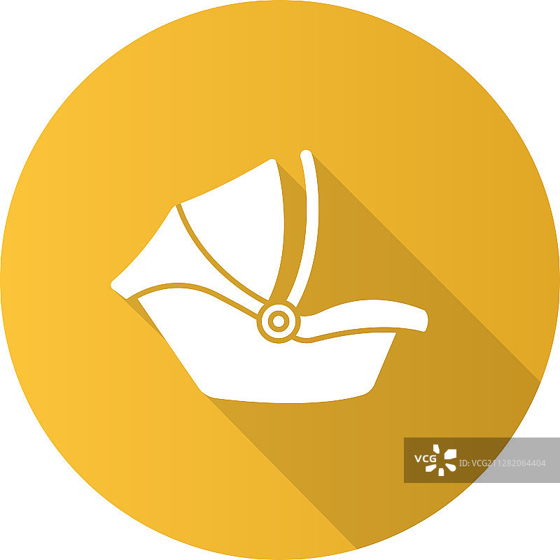 婴儿车座椅扁平设计长阴影字形图标图片素材