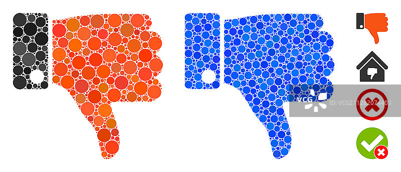 拇指向下组合图标圆形设计图片素材