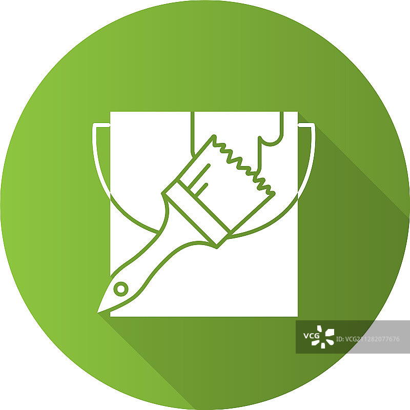 带刷子的油漆桶扁平线性长阴影图片素材