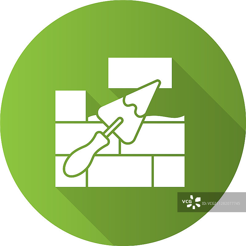 砖墙、三角形铲子与扁平线条图片素材