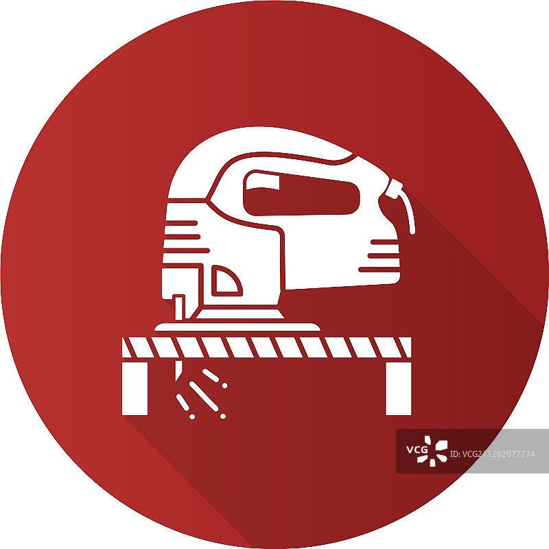 电锯切割木板扁平线条图片素材