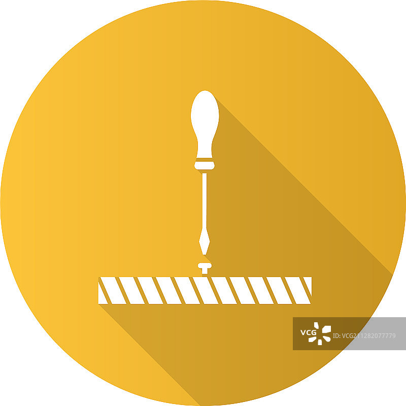 用螺丝刀拧螺丝的扁平线性长阴影图片素材