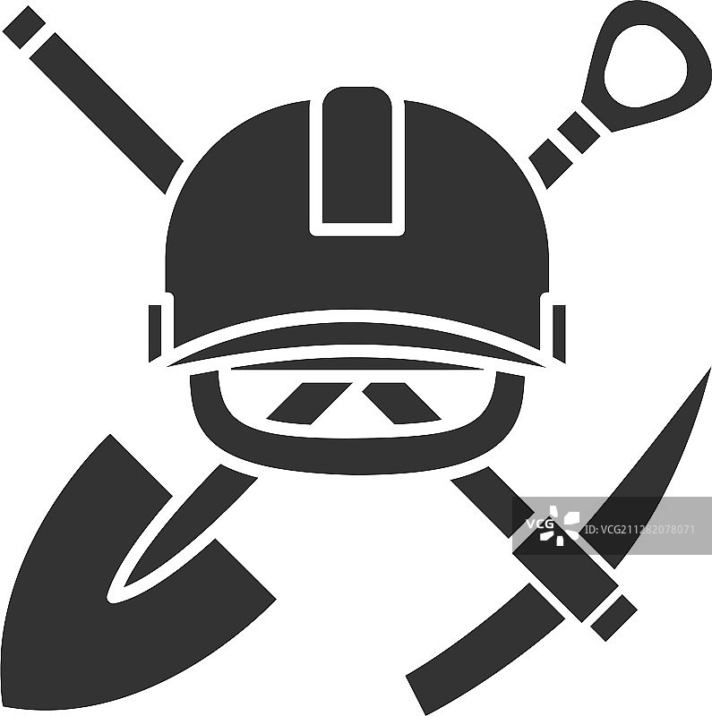 铁锹和镐与安全帽标志图片素材