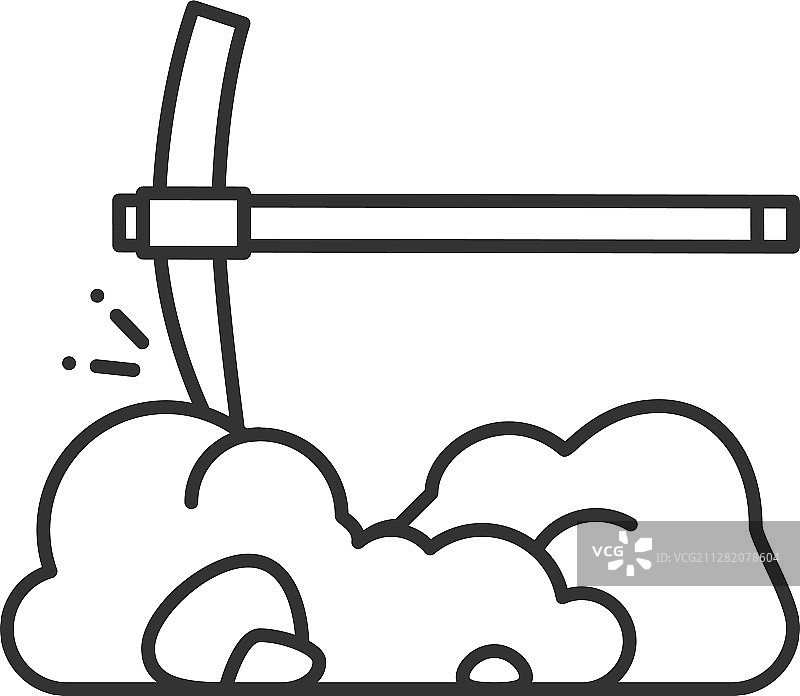 镐头破岩线性图标图片素材