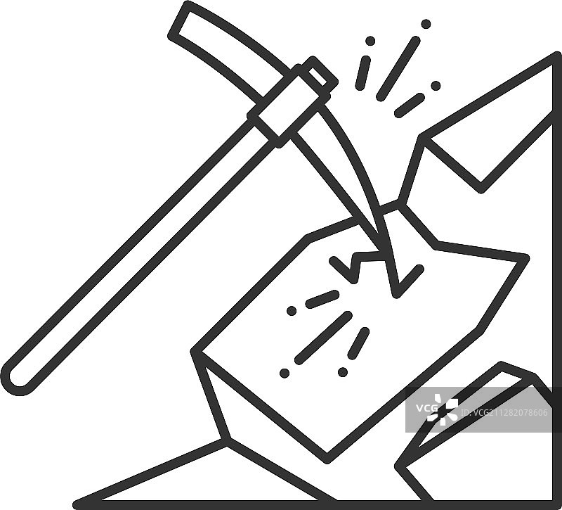 镐打破山线性图标图片素材