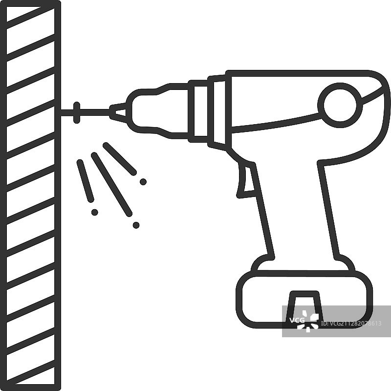 便携式电动螺丝刀线性图标图片素材