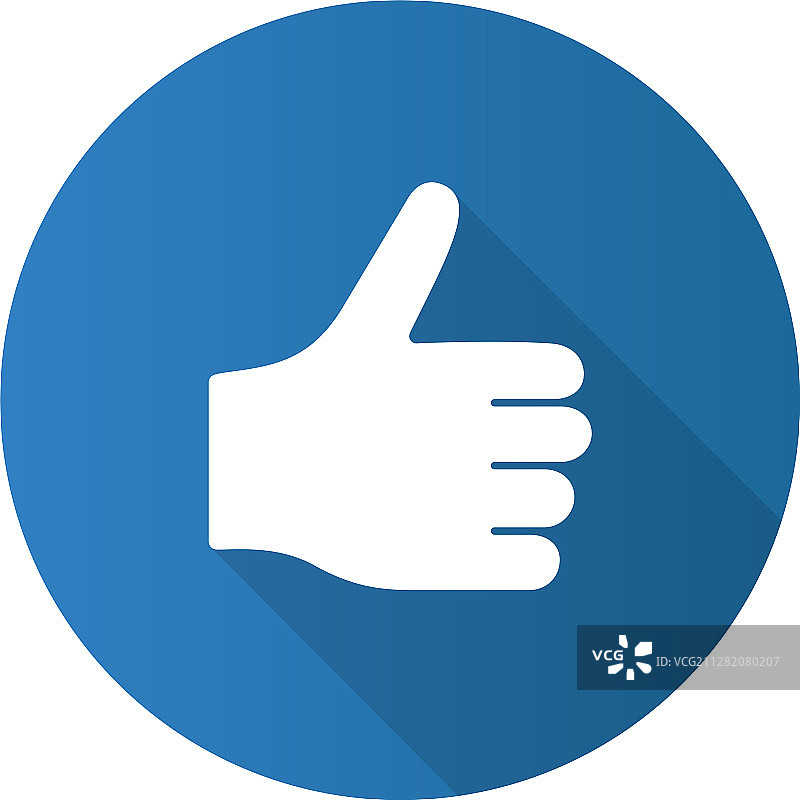扁平风格长阴影点赞图标图片素材