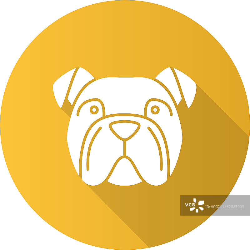 英国斗牛犬扁平风格长阴影glyph图标图片素材