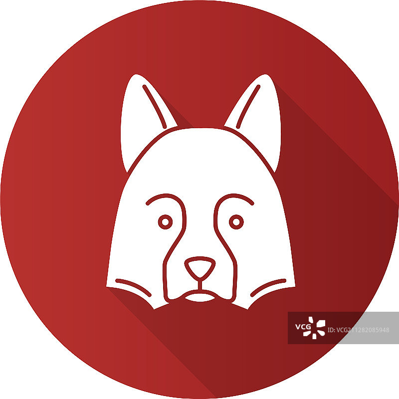 设得兰牧羊犬扁平设计长阴影标志图片素材