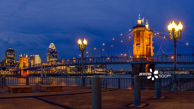 辛辛那提日落时分的天际线图片素材