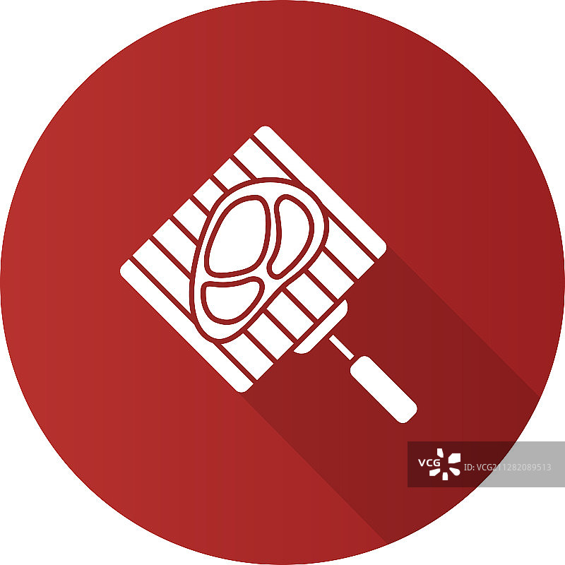 手持烤架烤牛排扁平风长阴影设计图片素材