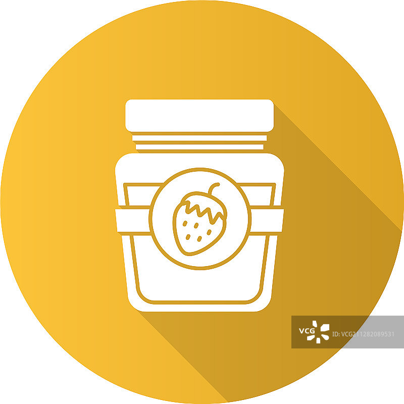 草莓酱罐扁平设计长阴影标志图片素材