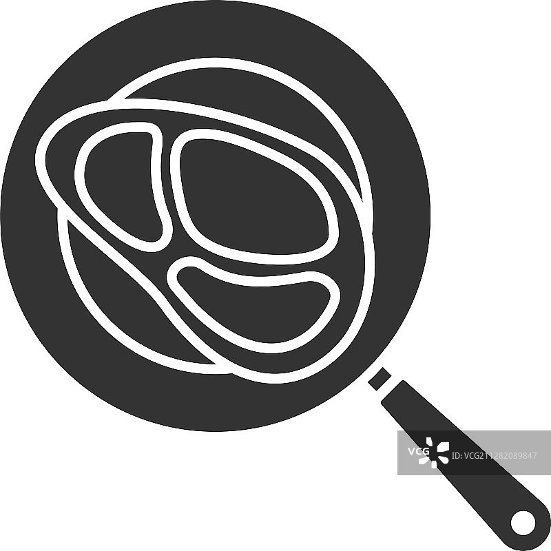 煎锅牛排Glyph图标图片素材