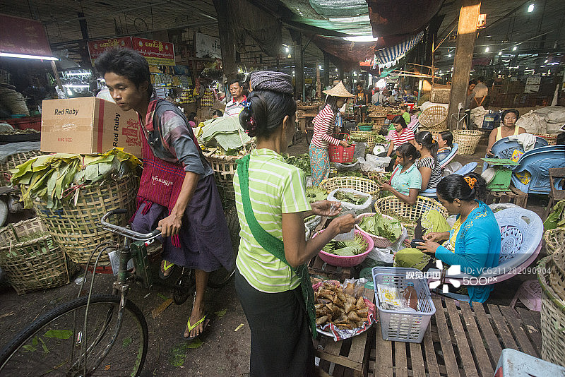 亚洲缅甸仰光槟榔叶市场图片素材