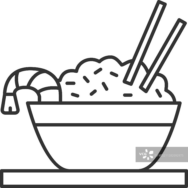 虾仁米饭线性图标图片素材