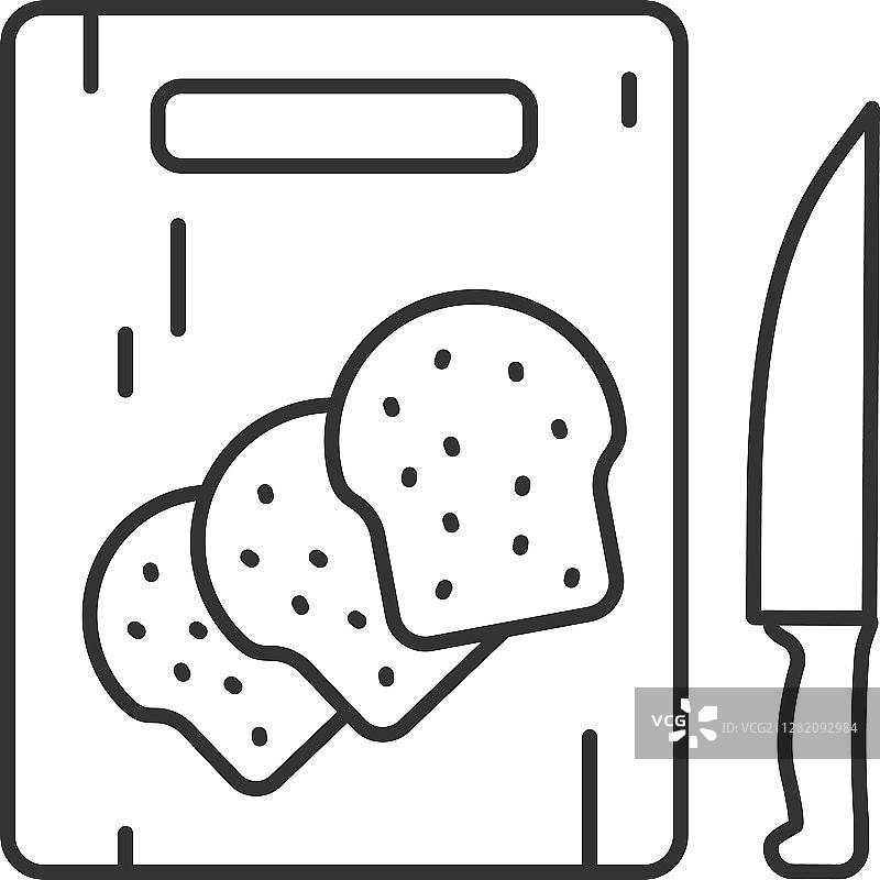 带切片面包的木制砧板线性图标图片素材