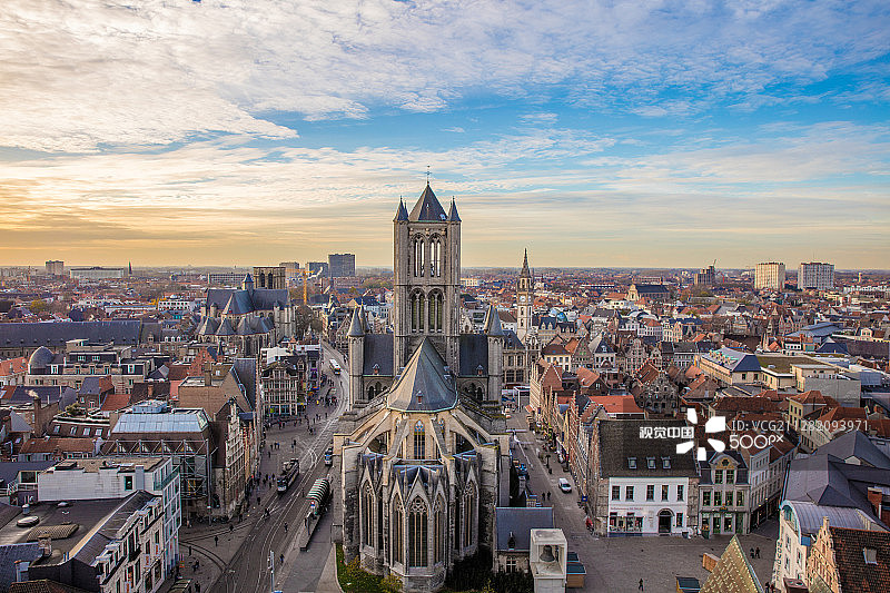 根特城市鸟瞰图片素材