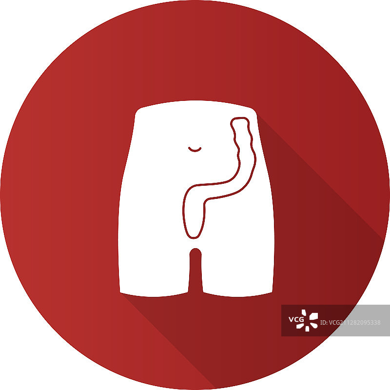 直肠和肛门扁平设计长阴影字形图标图片素材