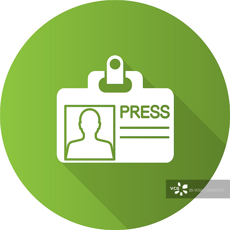 媒体证件卡扁平设计长阴影字形图标图片素材