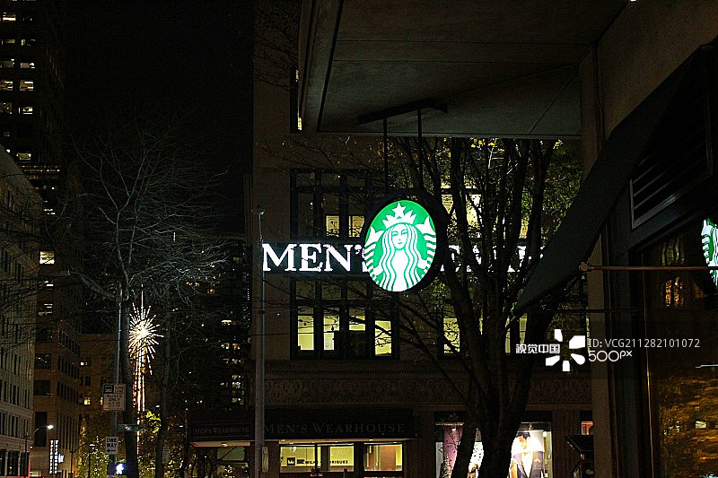西雅图市中心的星巴克图片素材
