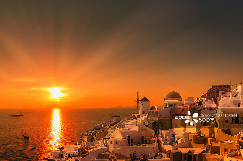 伊亚日落圣托里尼图片素材