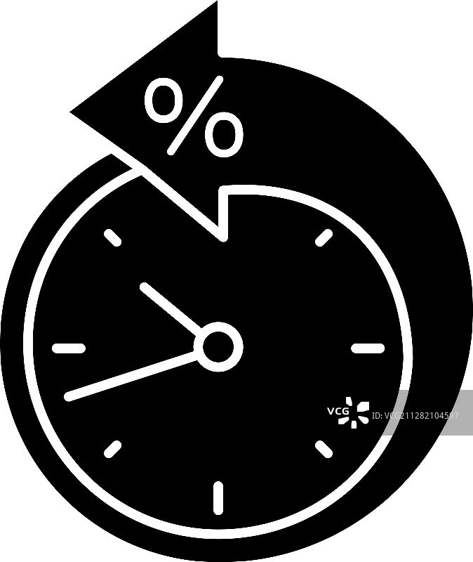 带百分比符号的时钟回退箭头图标图片素材