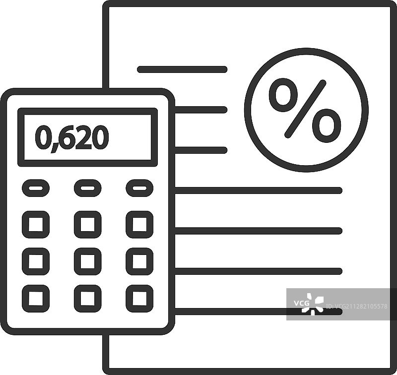 百分比计算器线性图标图片素材