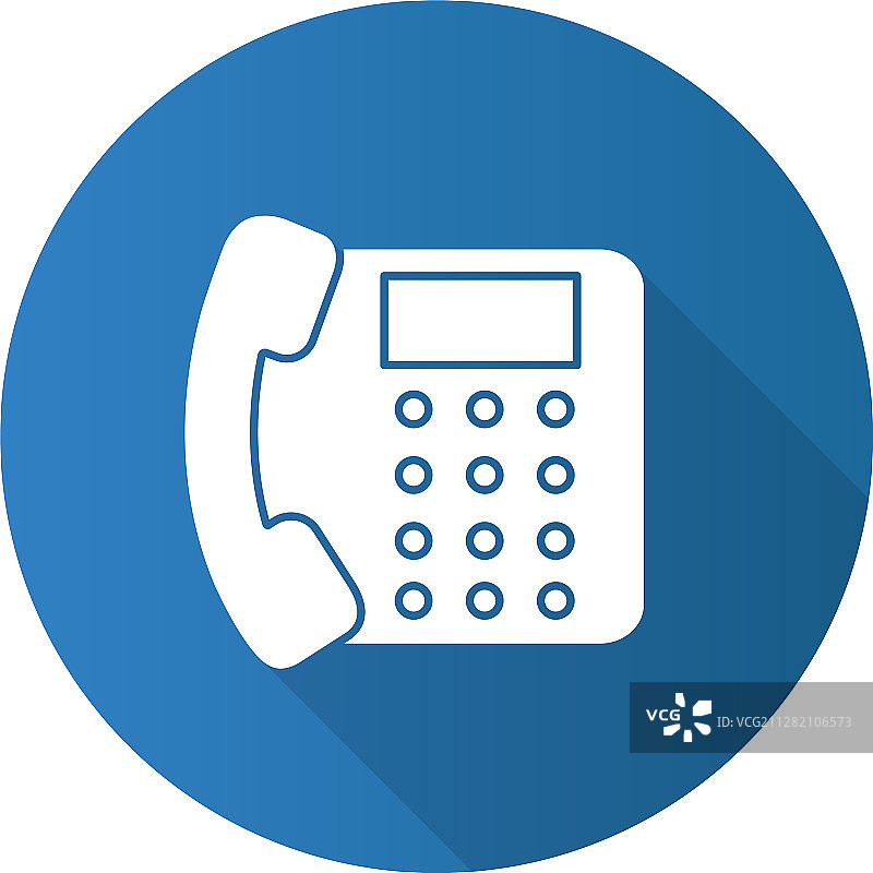 座机电话扁平设计长阴影字形图标图片素材