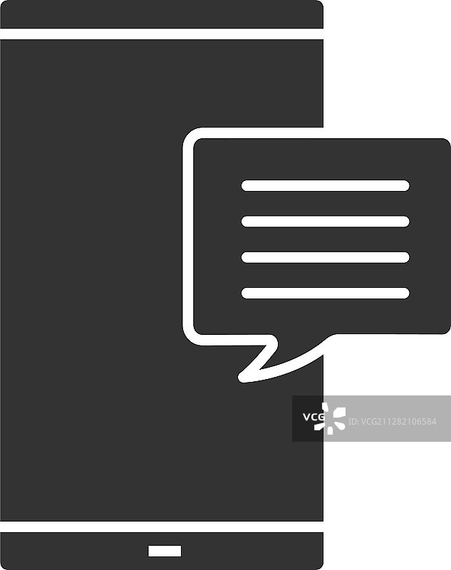 带有语音气泡字形图标的智能手机图片素材