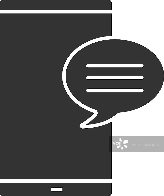 带有语音气泡字形图标的智能手机图片素材