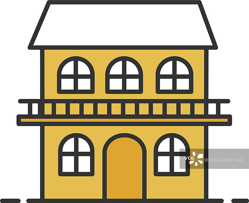 双层小屋彩色图标图片素材