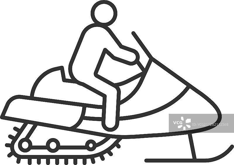 男人驾驶雪地摩托线性图标图片素材