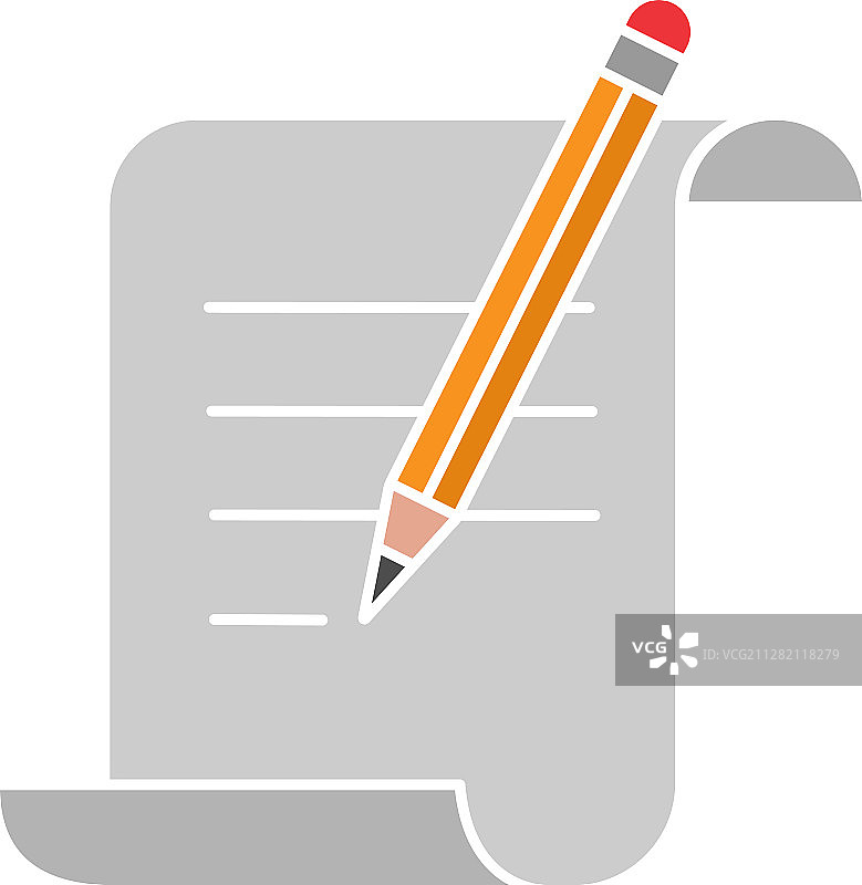 带有文字和铅笔符号的纸卷彩色图标图片素材