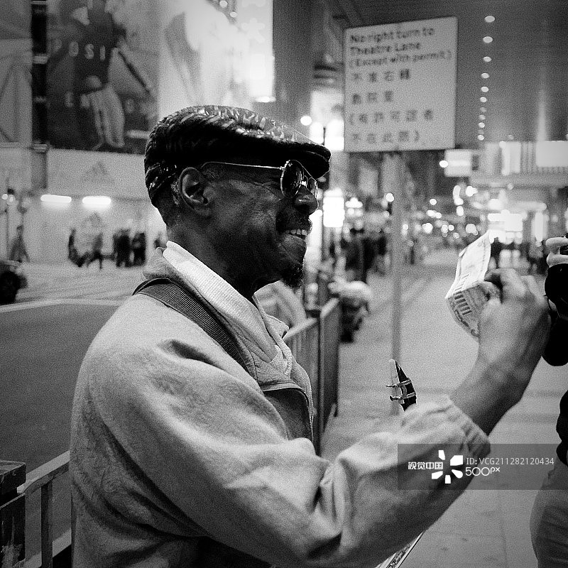 在香港的萨克斯演奏者图片素材