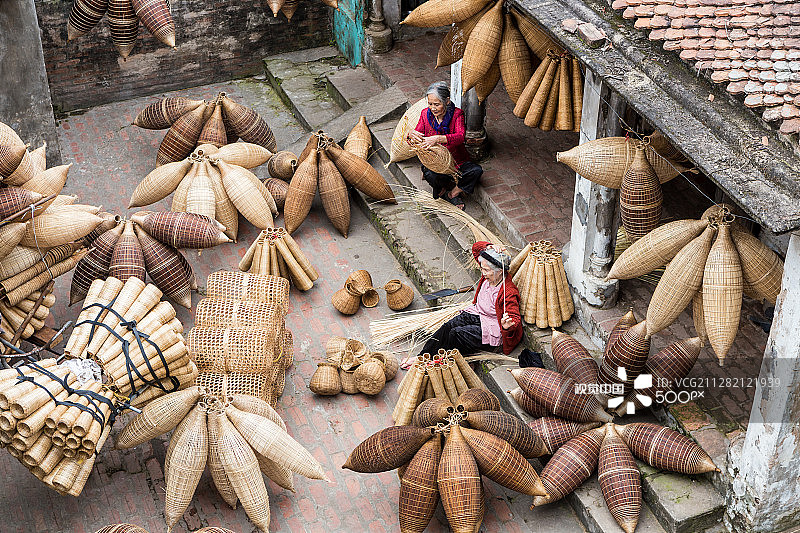 美丽的越南传统捕鱼笼村庄图片素材