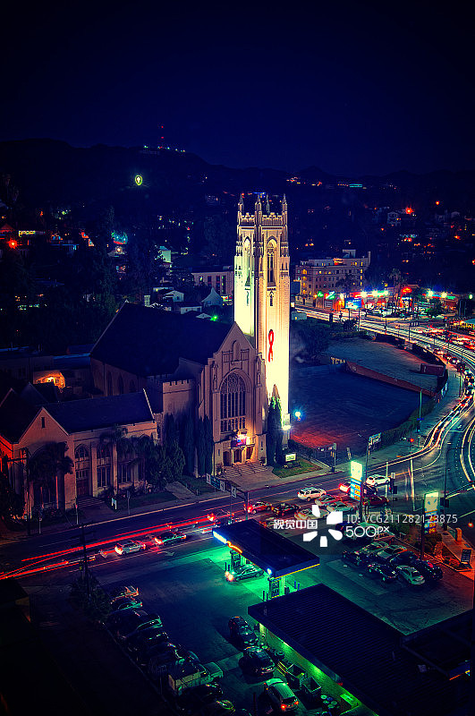 好莱坞的寻常夜晚图片素材