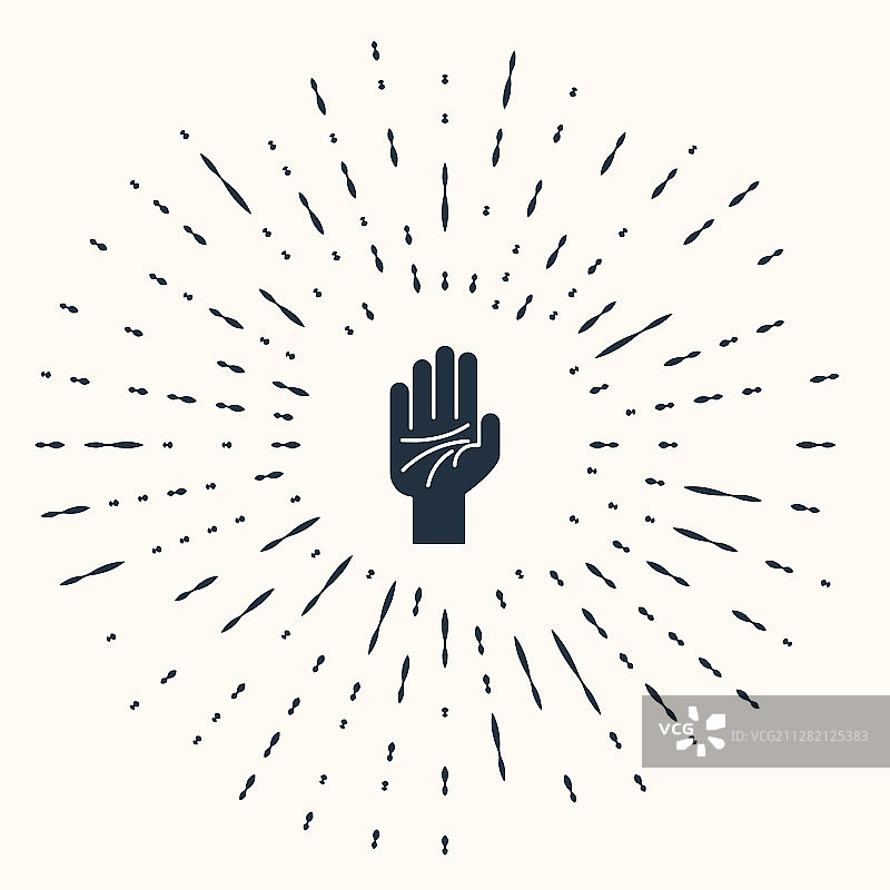 米色背景上孤立的灰色手相术手部图标图片素材